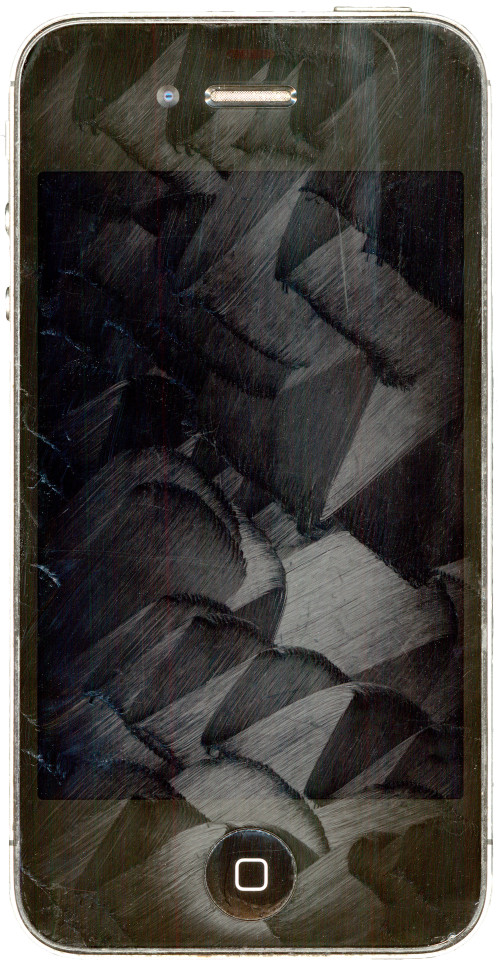 
     <i>Sweat on Retina</i>, 
     2012<br />
     Digital scan of the touchscreen of the iPhone 4, 
      dimensions variable<br />
     
