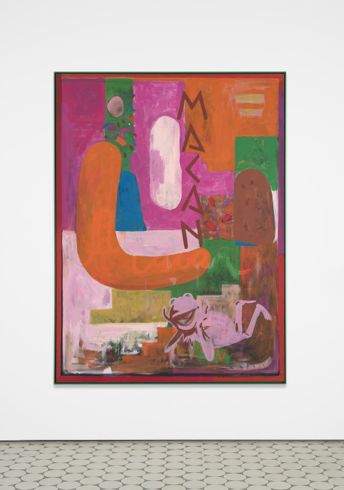 
     <i>SUV Painting (Macan Nude Sculpting)</i>, 
     2020<br />
     acrylic on bedsheet, framed, 
      193 x 143 cm<br />
     