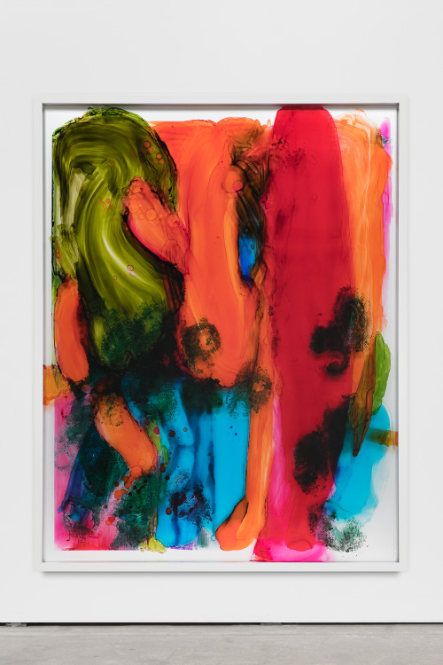 
     <i>I Love You Painting (Finger Linger Us)</i>, 
     2017<br />
     ink and acrylic behind glass, aluminium, 
      160 x 125 x 8 cm<br />
     