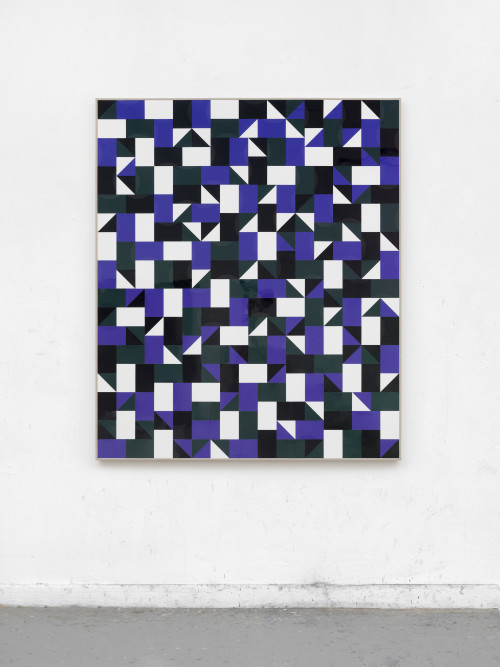 
     <i>You are fear (PAAR)</i>, 
     2018<br />
     cut vinyl records, canvas, wood, 
      154 x 131.5 cm<br />
     