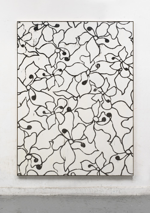 
     <i>GH Gardone</i>, 
     2017<br />
     magnetic cassette coating, adhesive tape, acrylic on canvas, brass frame, 
      217 x 162 x 5 cm<br />
     