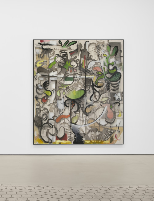 
     <i>Matcha Mantis</i>, 
     2020<br />
     ink, acrylic, charcoal and oil pastel color on canvas, 
      230 x 200 cm<br />
     