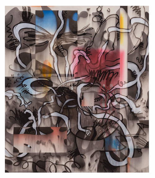 
     <i>Phase Transition (RGB)</i>, 
     2018<br />
     ink and acrylic on canvas, 
      230 x 200 cm<br />
     