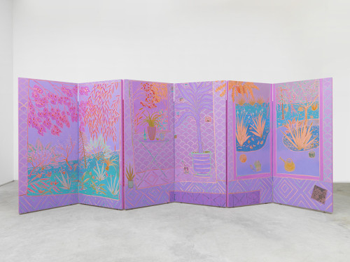 
     <i>blazing oceans murmur of a cloud</i>, 
     2015<br />
     oil on canvas over panel, 
      183 x 427 cm (extended)<br />
     