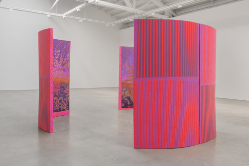 
     <i>Cloud Sugared silence</i>, 
     2017<br />
     Oil on canvas, 
      3 folding panels, each 213 x 188 cm<br />
     