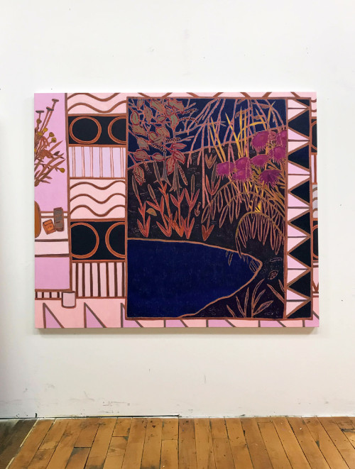 
     <i>Alignments Astral Often</i>, 
     2017<br />
     oil on canvas, 
      137 x 165 cm<br />
     