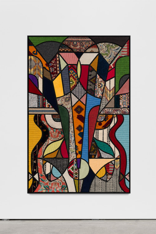 <i>Social Fabric, Ieaves</i>,
2018<br />
carpet pieces on wood,
172 x 116 cm<br />