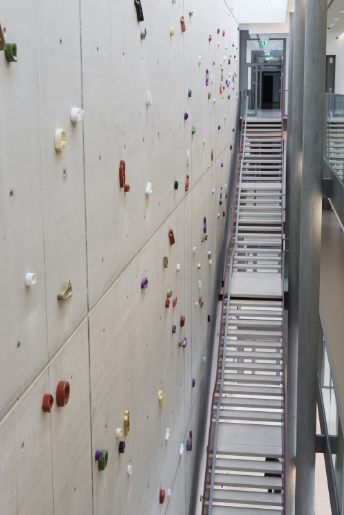 <i>Leaning Wall</i>,
2014<br />
Imprints of female and male body parts cast in colour-glazed Meissen porcelain,
varous sizes<br />
Permanent site specific installation at Robert Koch Institute, Berlin, Germany