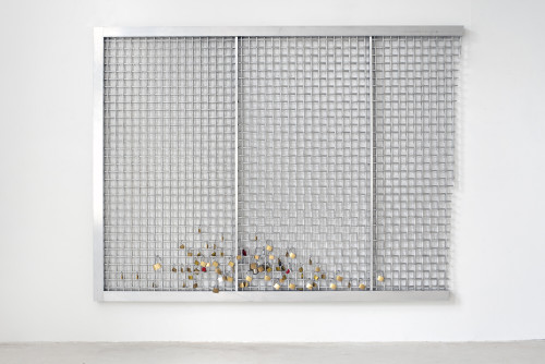 
     <i>Lockdown</i>, 
     2020<br />
     aluminium, steel, 
      216 x 292 x 11 cm<br />
     