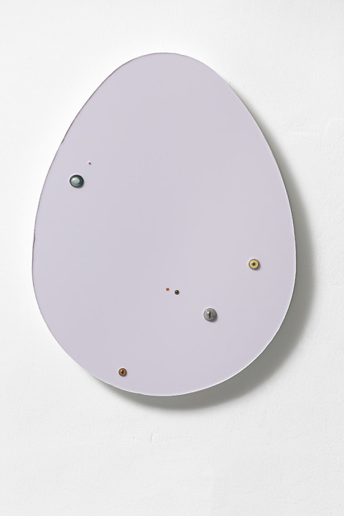 
     <i>Untitled (lilac)</i>, 
     2016<br />
     Epoxy resin, glass, wood, 
      72 x 56 x 7 cm<br />
     