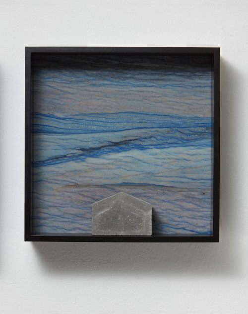 
     <i>Versteinerter Himmel XVII, (Petrified Sky XVII)</i>, 
     1983/2015<br />
     Granite, marble, MDF, concrete cobblestone, 
      60 x 60 x 15 cm<br />
     