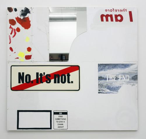 
     <i>It's necessary</i>, 
     2010<br />
     Acrylic ink and mixed media on plywood aluminium and mirror, 
      180 x 190 cm<br />
     