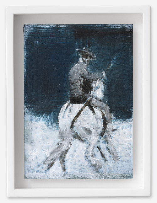 <i>Picadeur</i>, 2021<br />oil on postcard, 18 x 13,5 cm (framed)<br />