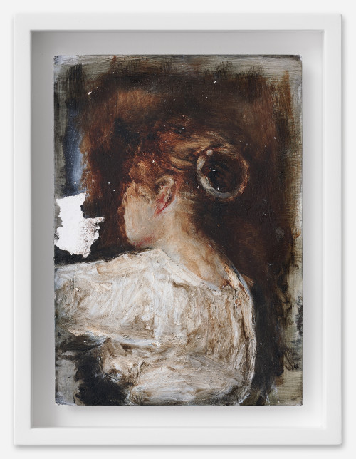 <i>Anna</i>, 2021<br />oil on postcard, 18 x 13,5 cm (framed)<br />
