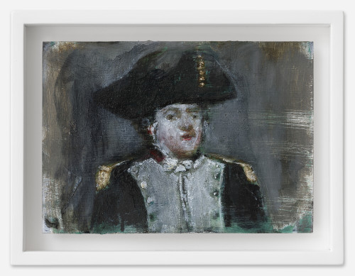 <i>General</i>, 2021<br />oil on postcard, 13,5 x 18 cm (framed)<br />