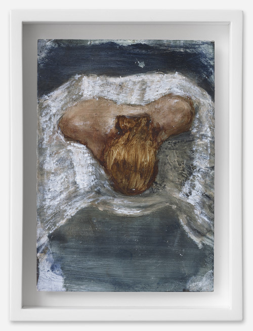 <i>Frau in Tutu</i>, 2021<br />oil on postcard, 18 x 13,5 cm (framed)<br />