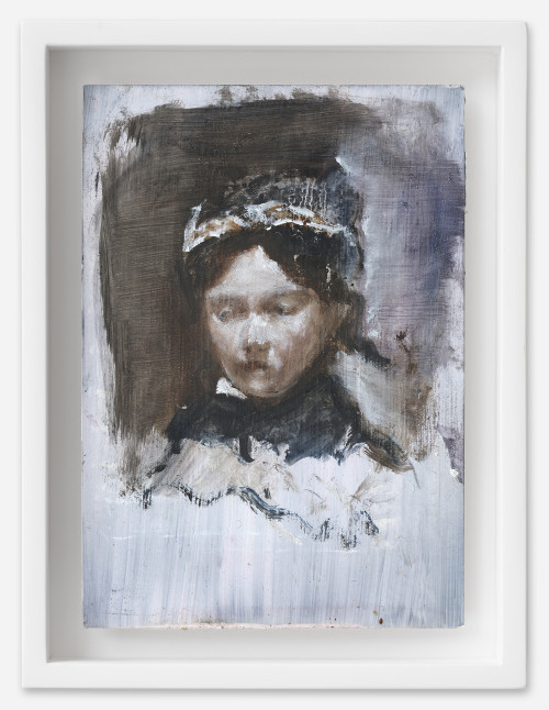 <i>Adele</i>, 2021<br />oil on postcard, 18 x 13.5 cm (framed)<br />