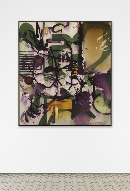<i>Sphärenmusik (jelängerjebesser)</i>, 2022<br />Ink, acrylic, oil paint on canvas, 160 x 140 cm<br />