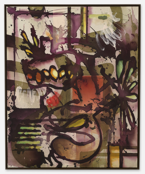 <i>Brummer</i>, 2022<br />Ink, acrylic, oil paint on canvas, 110 x 90 cm<br />
