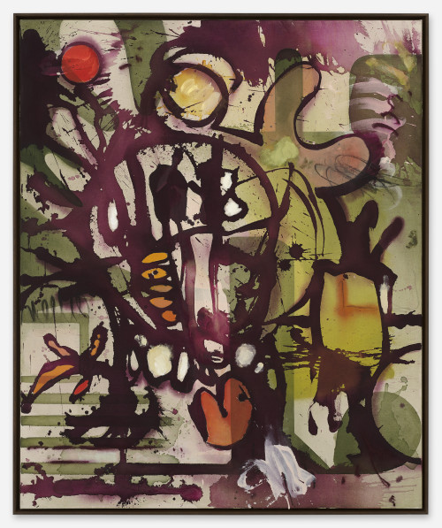 <i>Stinker</i>, 2022<br />Ink, acrylic, oil paint on canvas, 110 x 90 cm<br />
