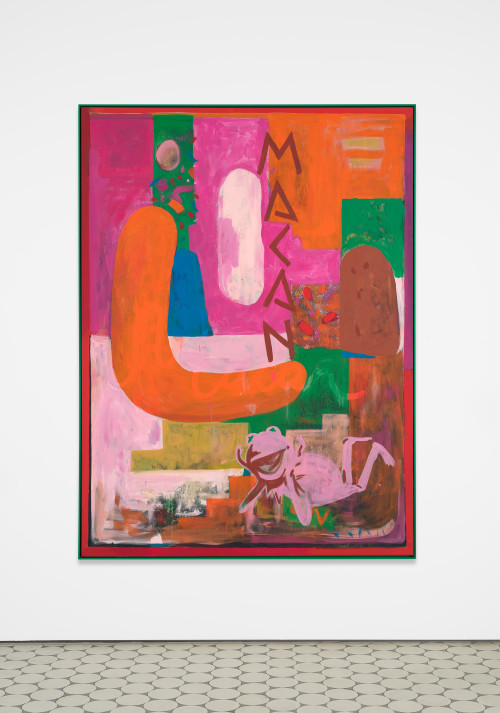 <i>SUV Painting (Macan Nude Sculping)</i>, 2020<br />acrylic on bedsheet, 192.5 x 142.5 x 5 cm<br />