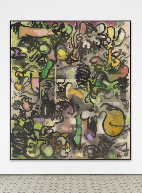 <i>Homegrown Mantis</i>, 2020<br />ink, acrylic, charcoal and oil pastel color on canvas, 230 x 200 cm<br />