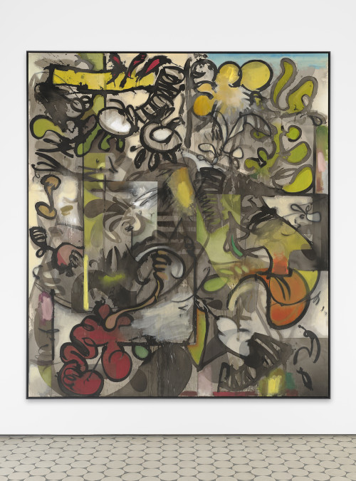 <i>V Mantis</i>, 2020<br />ink, acrylic, charcoal and oil pastel color on canvas, 230 x 200 cm<br />