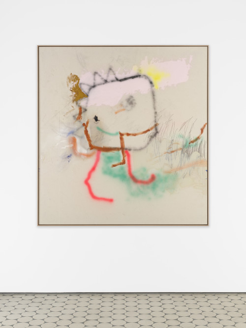 <i>Shinin' until tomorrow</i>, 2022<br />Oil, spray paint and acrylic on canvas, 180 x 170 cm<br />