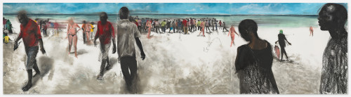 <i>The Present Juncture of Entanglement</i>, 2023<br />Pastel on paper, 123 x 459 cm<br />