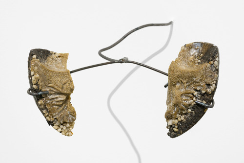 <i>Lung (soil sample / teeth)</i>, 2018<br />sand, soil, cement, pepples, resin, each lung 21 x 10,5 x 6.5 cm<br />