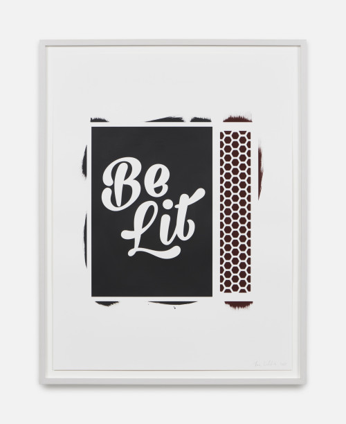 <i>Be Lit</i>, 2021<br />Red phosphorus and acrylic on paper, 62 x 47 cm<br />