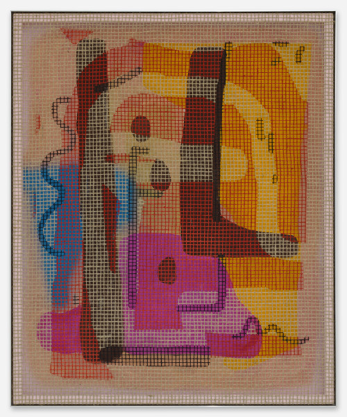 <i>Desire Painting (Paloma Dormenia)</i>, 2021<br />Acrylic on wood and jute net, aluminum frame, 103 x 90 cm<br />