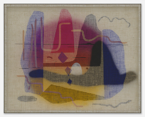 <i>Desire Painting (Philgoodorama)</i>, 2021<br />Acrylic on wood and jute net, aluminum frame, 120 x 155 cm<br />